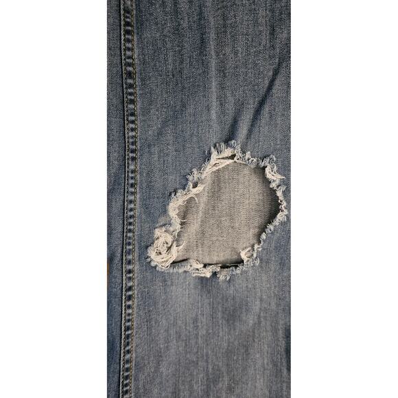 Distressed FREE PEOPLE Anthropologie High Rise Busted‎ Knee Skinny Jeans Size 28 - Picture 3 of 7